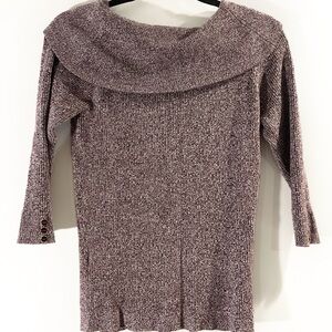 York & Company 7th Avenue Off-Shoulder Sweater - Maroon/Brown